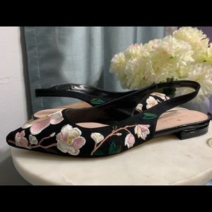 kate spade barniefloral embroidered slingback flat